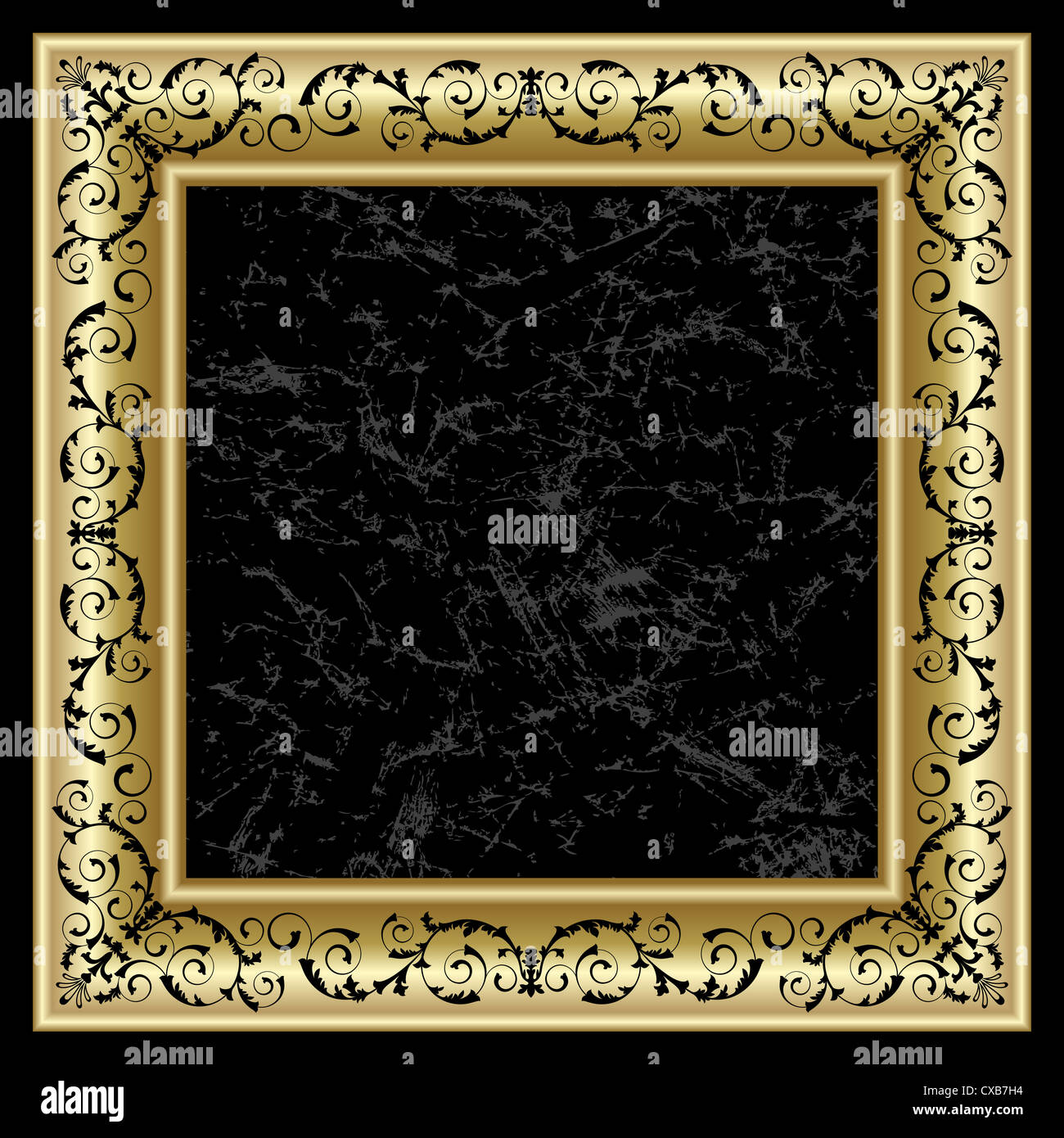 Gold frame on the black background Stock Photo Alamy