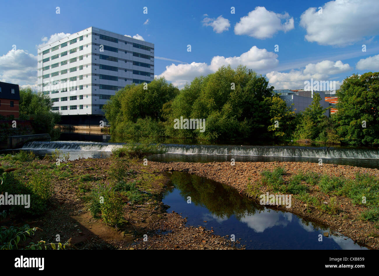 UK,South Yorkshire,Sheffield,Five Weirs Walk,Saville House next to