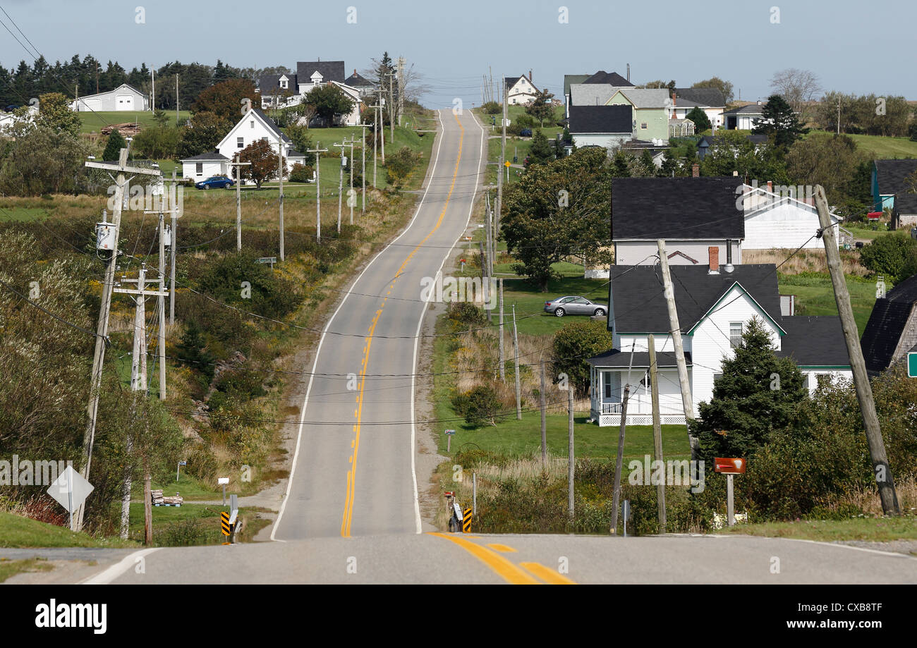 Evangeline Trail roadway north of Yarmouth, Nova Scotia, Canada Stock Photo