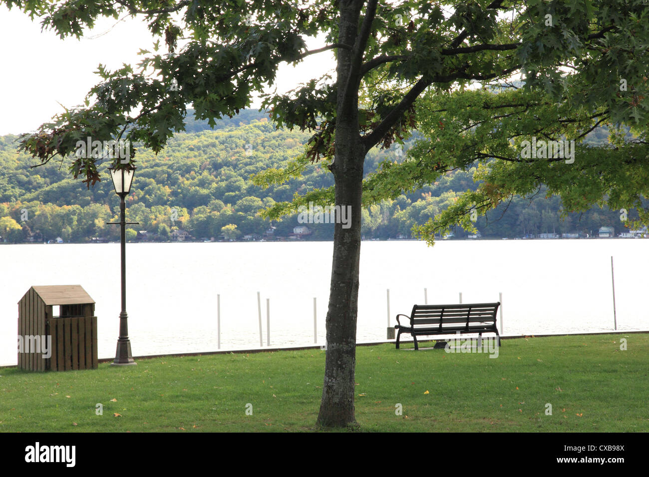 The town park in Hammondsport New York overlooks Keuka Lake Stock Photo