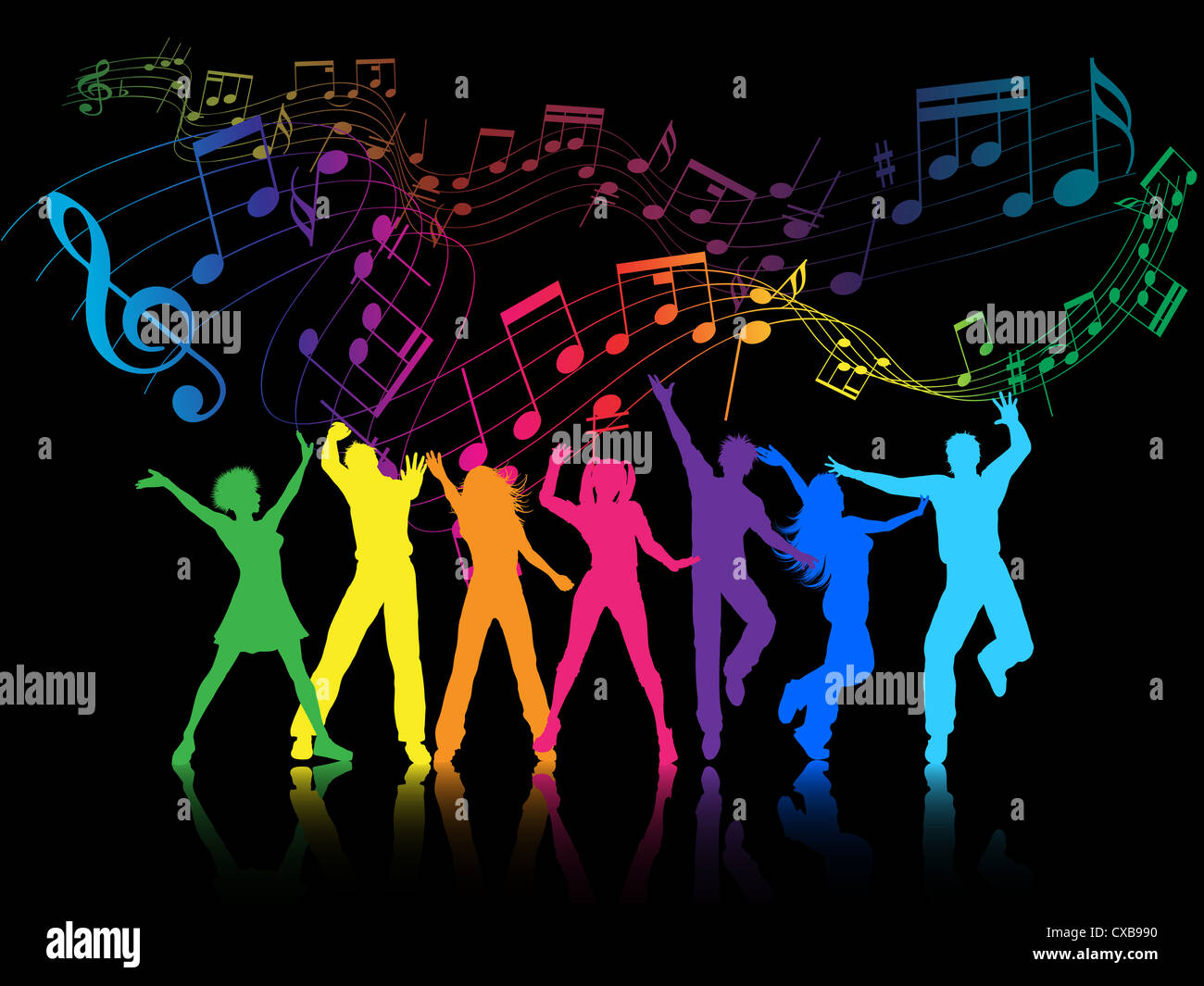 A colourful party background with people dancing Stock Photo - Alamy