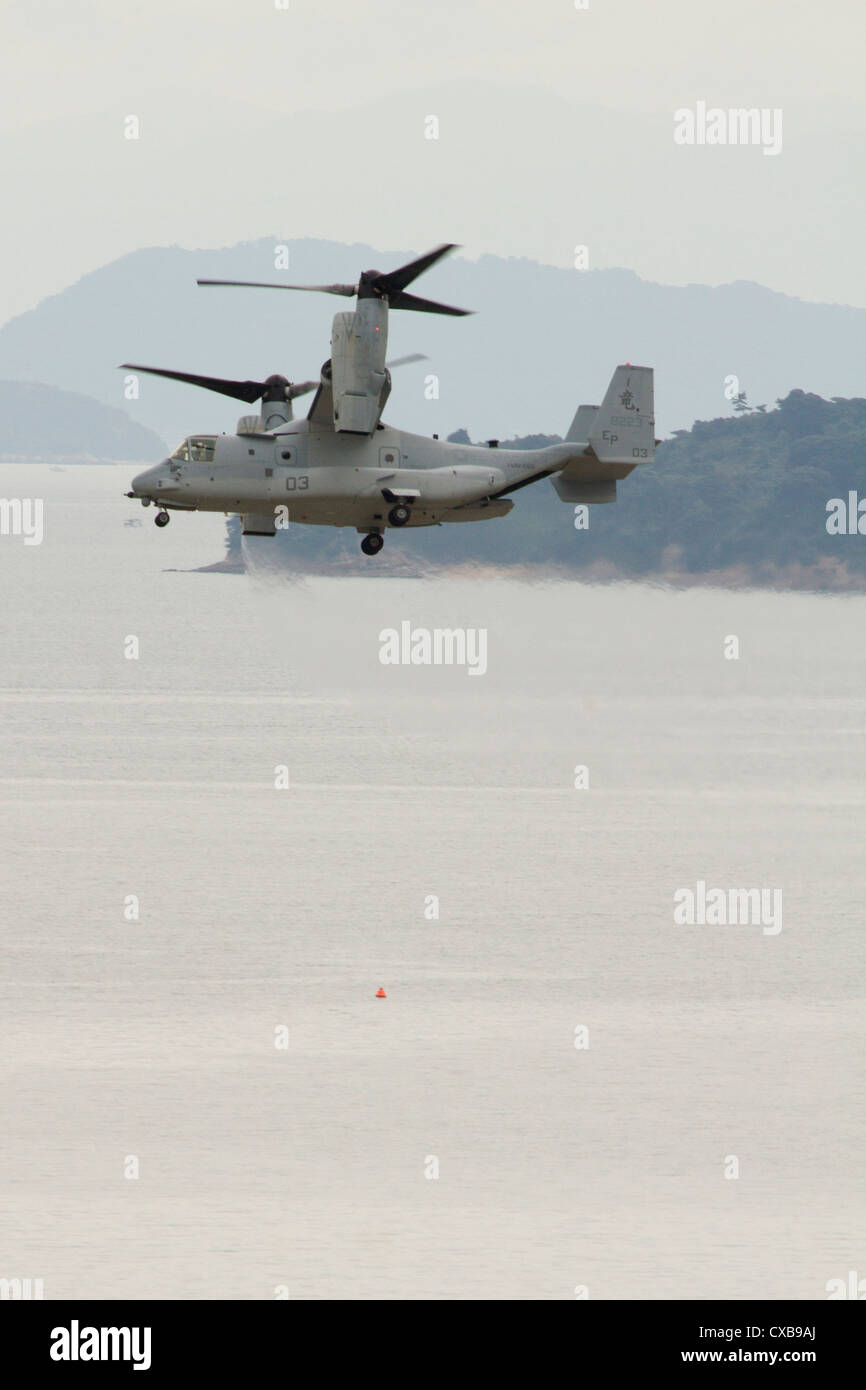 US Marine Corps aircrews conducts MV22 Osprey aircraft functional