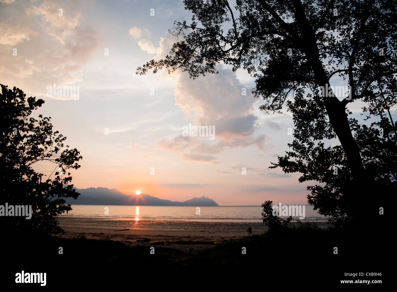 Sunset at Bako National Park, Borneo Stock Photo