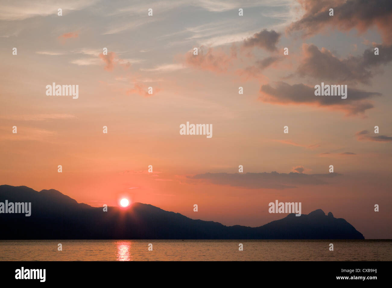 Sunset at Bako National Park, Borneo Stock Photo