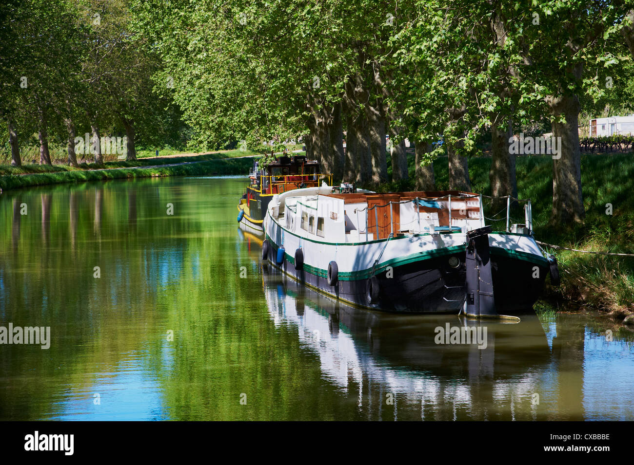 Navigation on the Canal du Midi, UNESCO World Heritage Site, between Carcassonne and Beziers