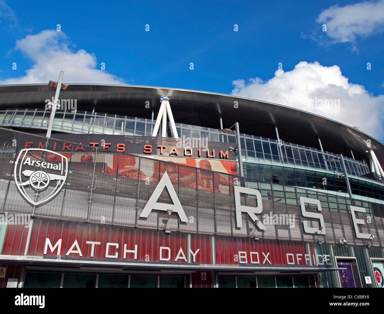 Exterior of Emirates Stadium, current home of Arsenal Football Club, Holloway, Islington, North