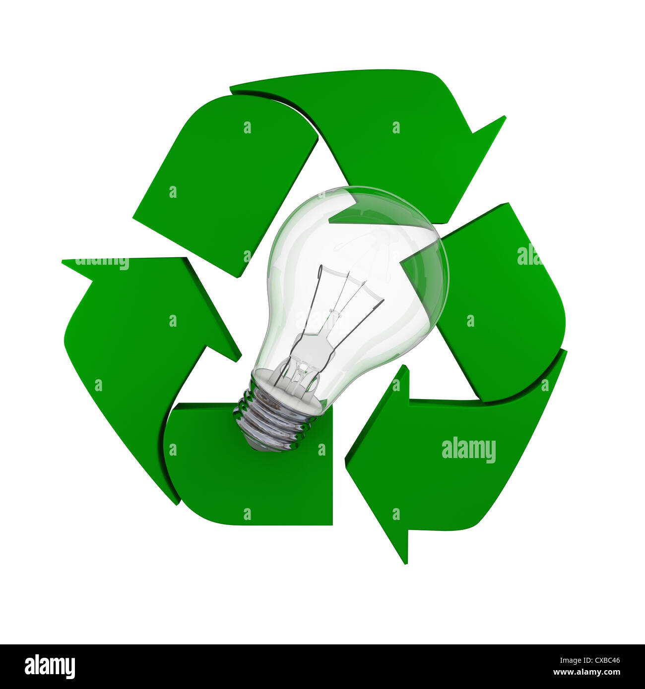 Lightbulb on recycling symbol, concept of new ideas in environmental protection and conservation