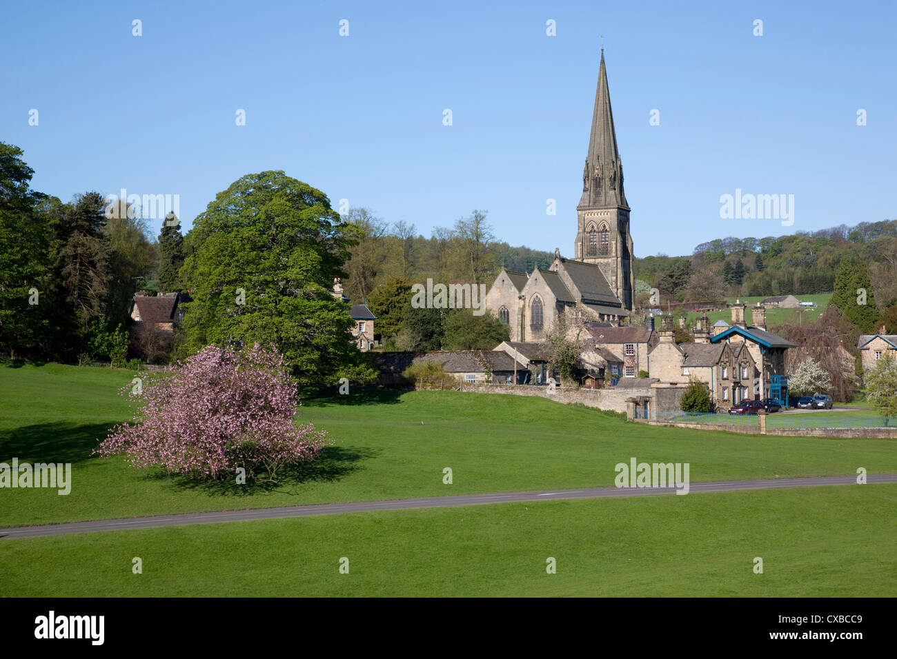 Edensor church hi-res stock photography and images - Alamy, image size:1300x956