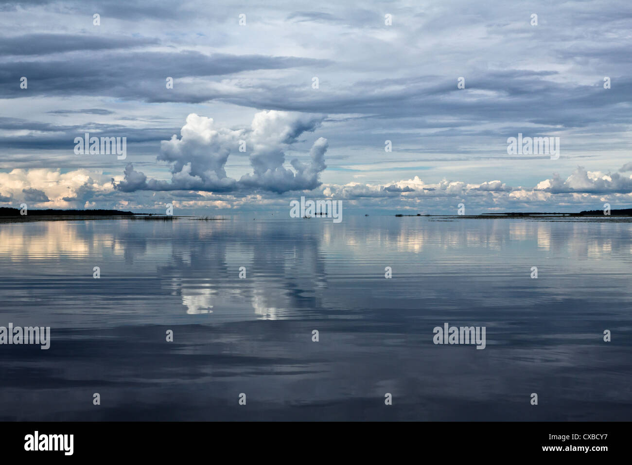 Lake Võrtsjärv, sunset,cloud, clouds, reflection, shadows,water,lake,evening,silent,calm Stock Photo