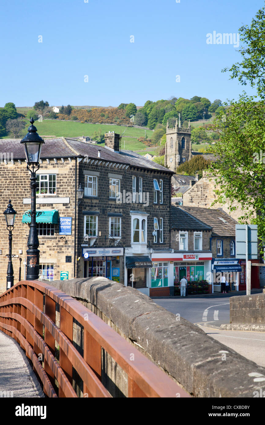 Bridge over the River Nidd and High Street at Pateley Bridge in Nidderdale, North Yorkshire, Yorkshire, England, United Kingdom Stock Photo