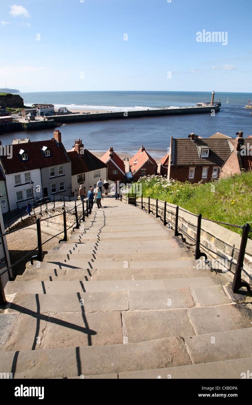 The 199 Steps in Whitby, North Yorkshire, England, United Kingdom, Europe Stock Photo