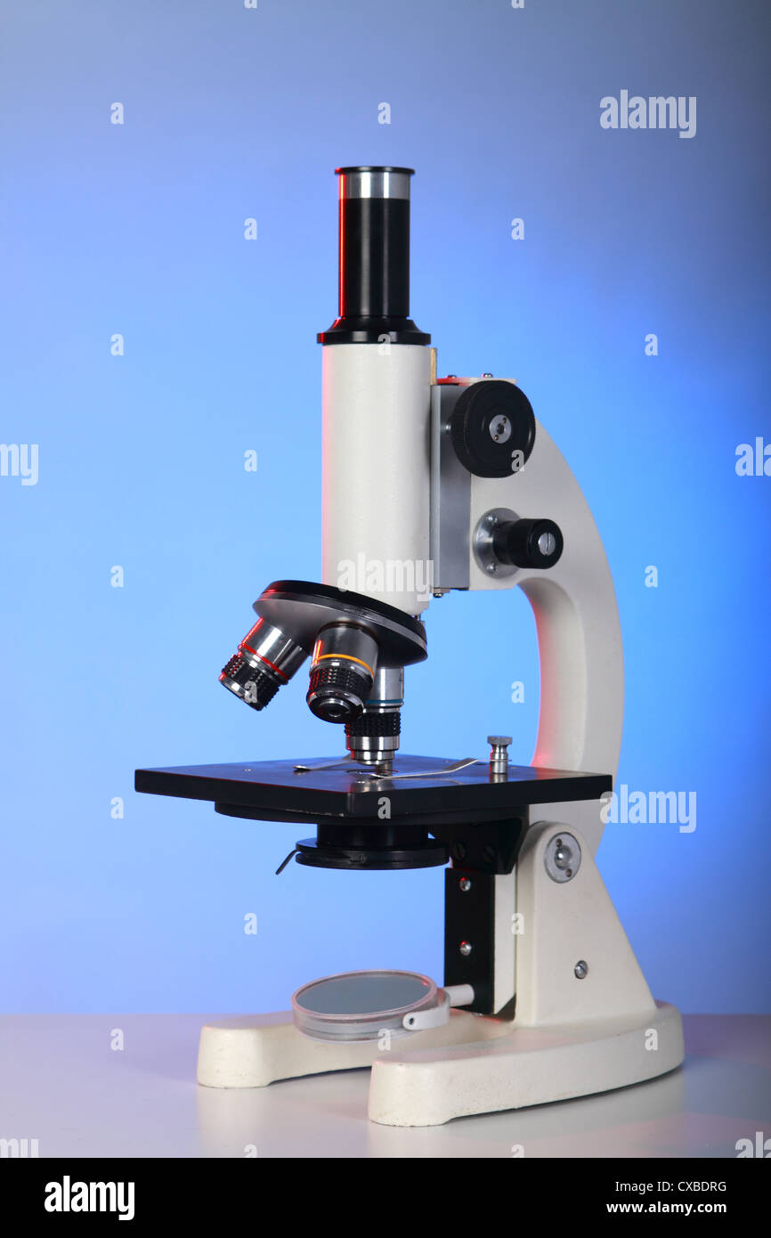 microscope in lab Stock Photo