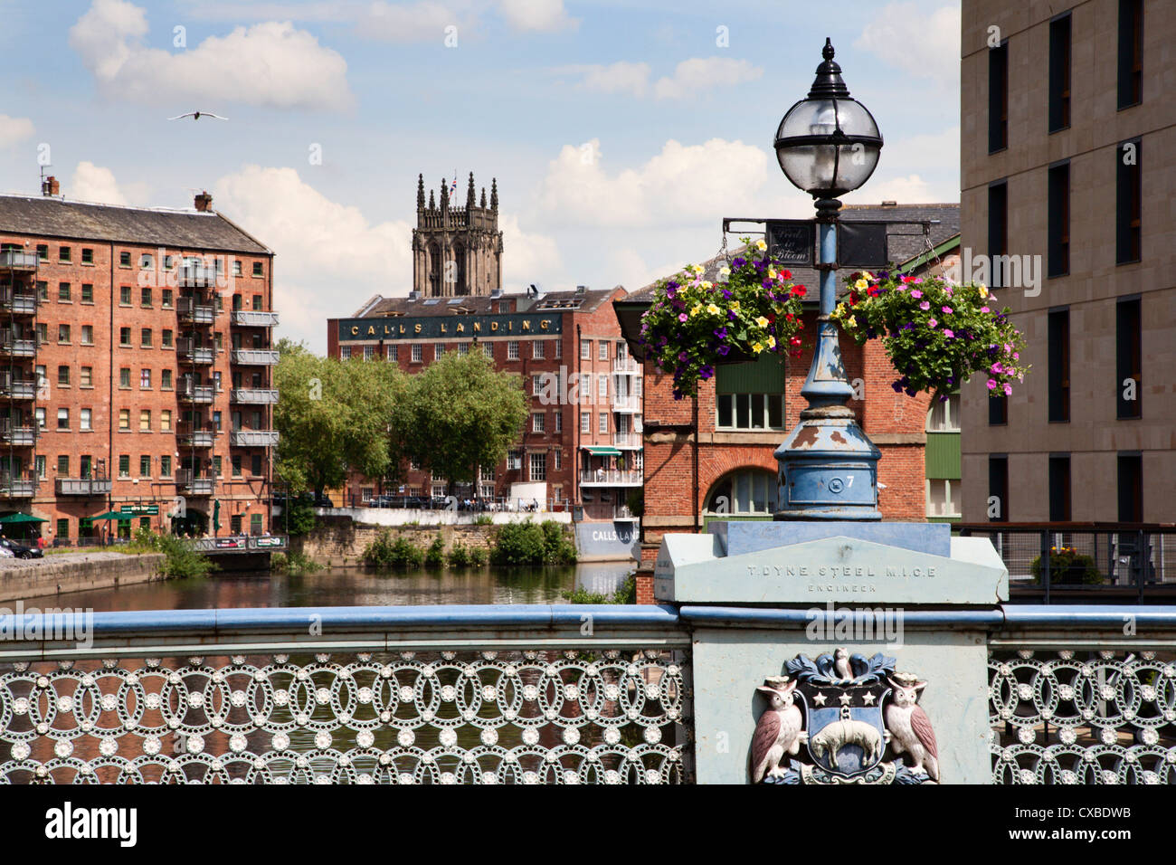 Ornate lamp on Leeds Bridge, Leeds, West Yorkshire, Yorkshire, England, United Kingdom, Europe Stock Photo
