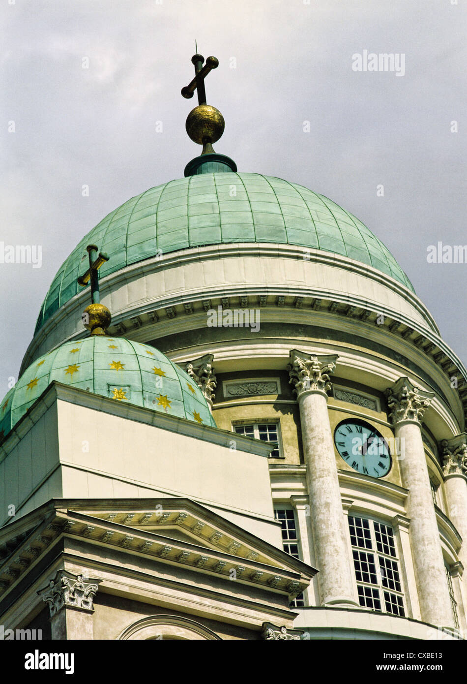 Domes of the Helsinki Lutheran Cathedral, Finland Stock Photo