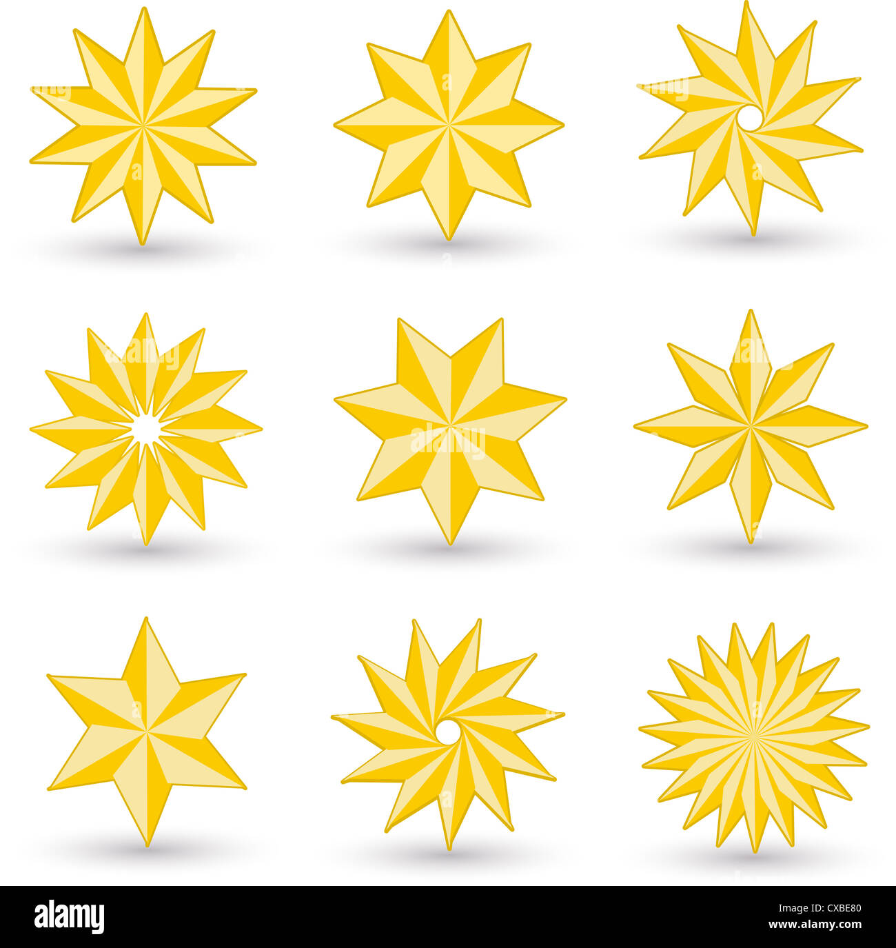 Collection of various designs of gold star icons Stock Photo