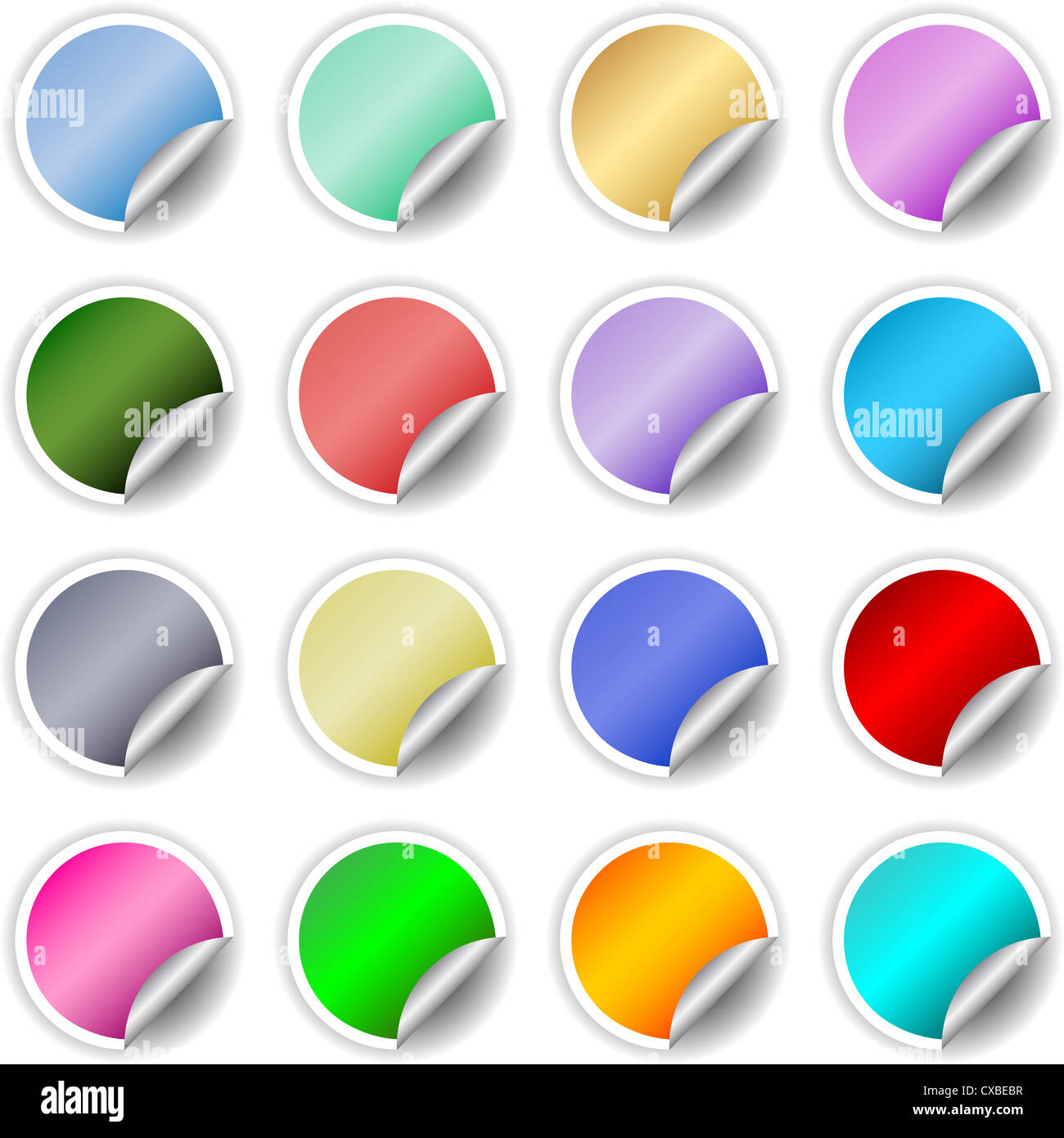 A large collection of different coloured sticky labels Stock Photo