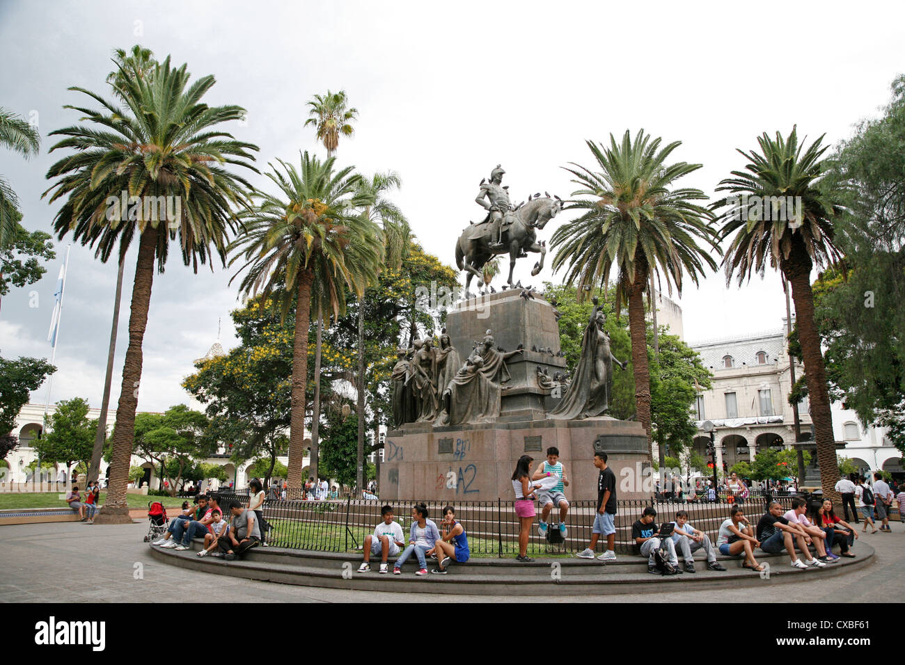 Plaza 9 Julio, the main square in Salta city, Argentina. Stock Photo