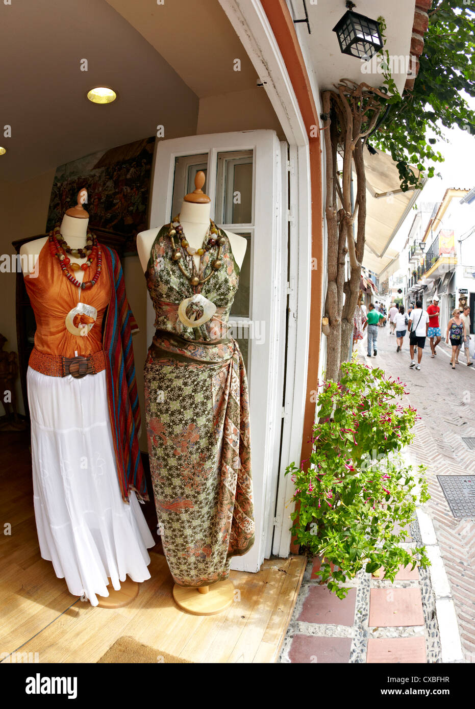 Fashion Shop In Orange Square Marbella Spain Stock Photo