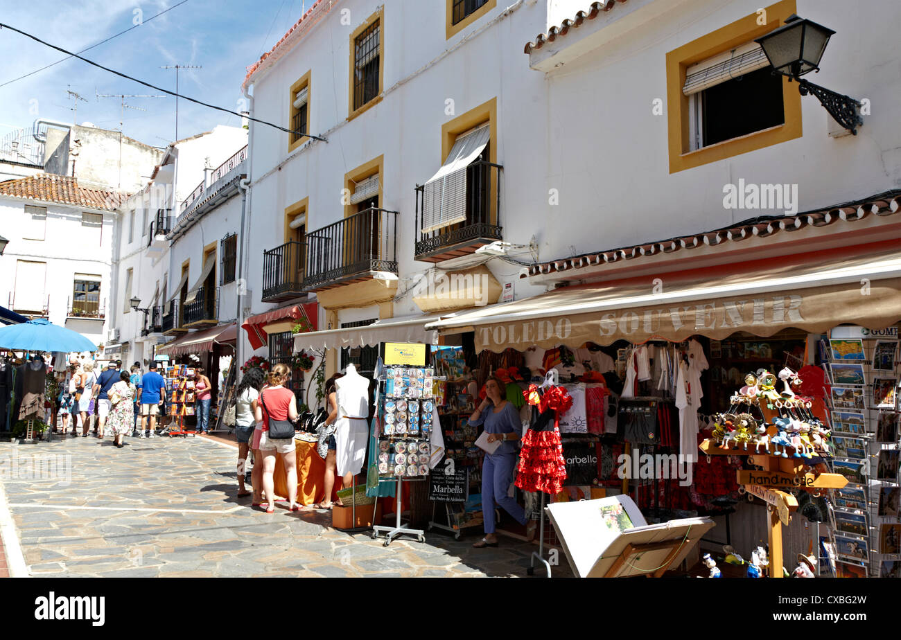 Shops In Orange Square Marbella Spain Stock Photo