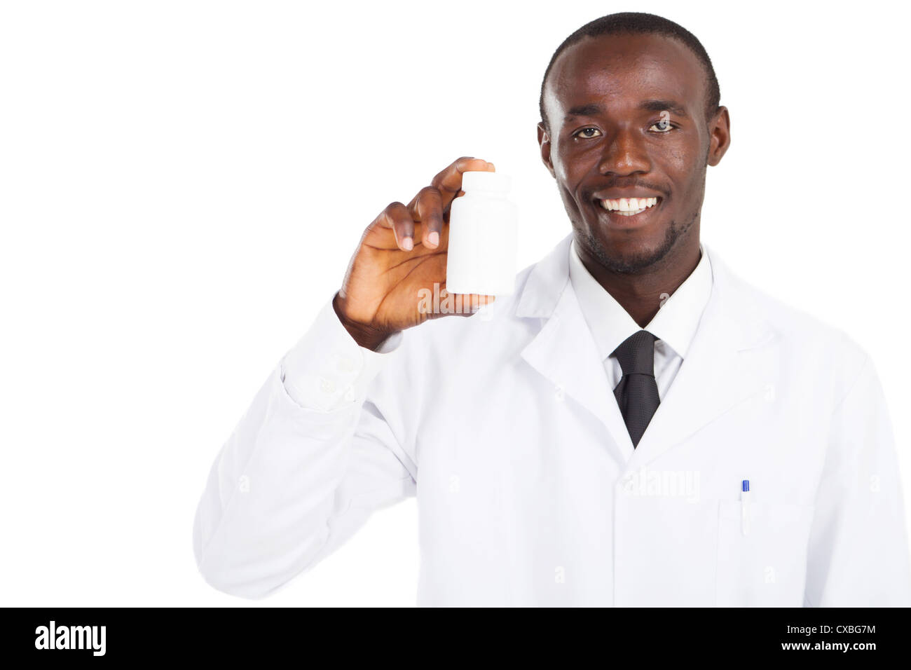 african american pharmacist holding a medicine bottle Stock Photo Alamy