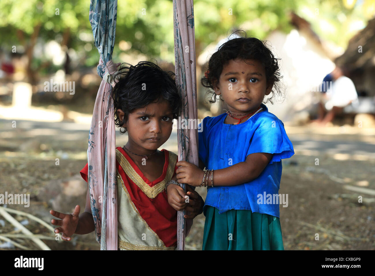 Rural little girls Andhra Pradesh South India Stock Photo
