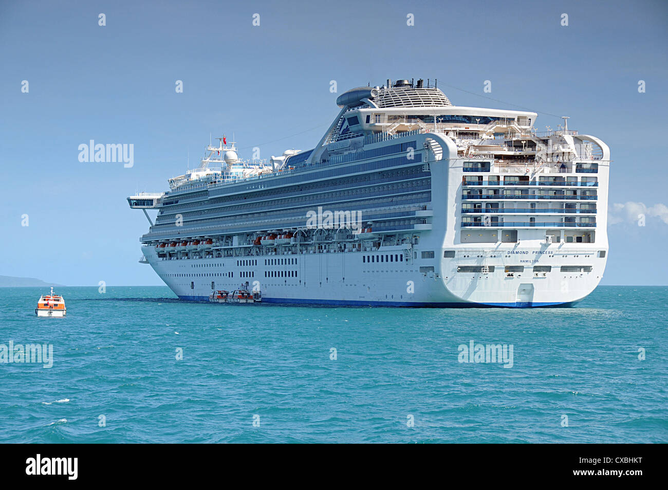 Princess diamond cruise ship near airlie beach australia stock photo