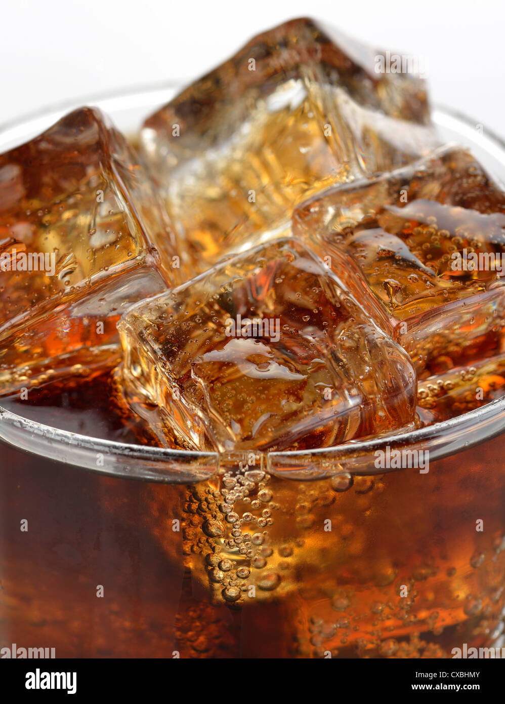 Glass Of Cola With Ice Cubes ,Close Up Stock Photo - Alamy