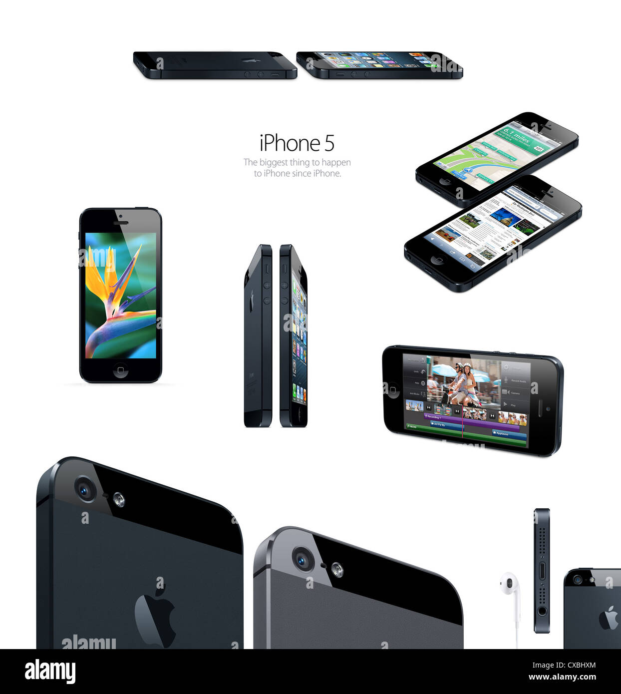 Images of Apple iPhone 5 mobile phone advertisement Stock Photo
