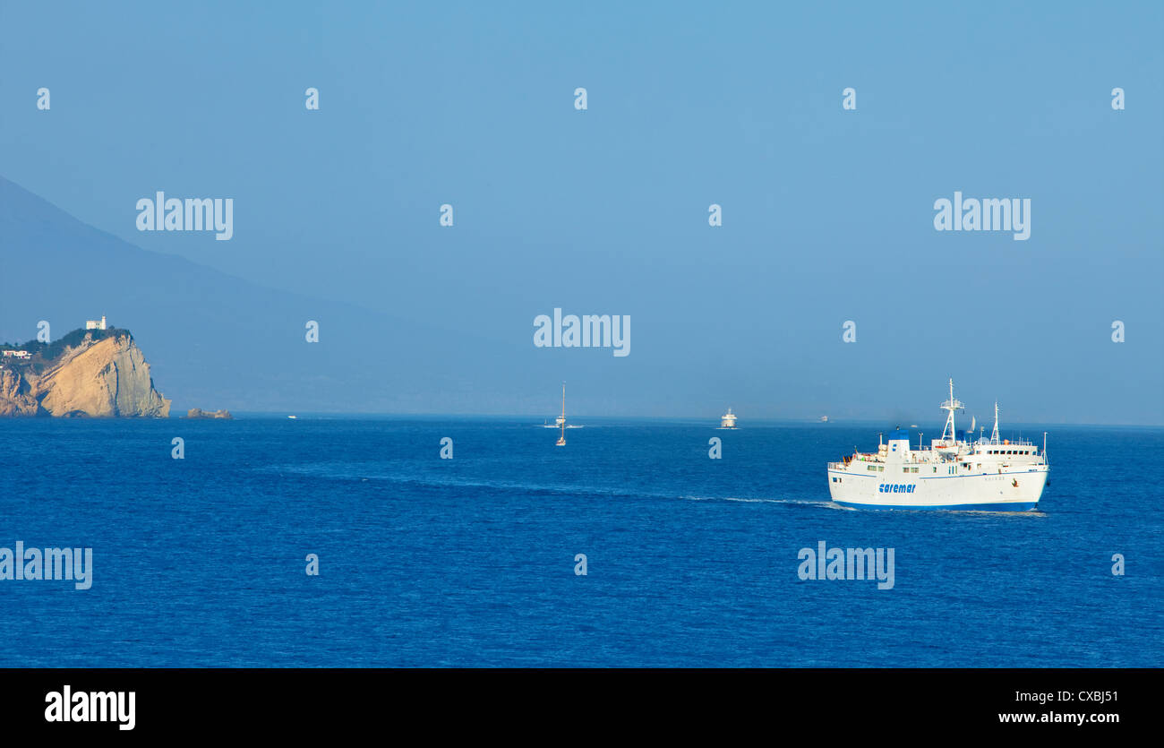 Boat traffic at Tyrrhenian Sea, Bay of Naples, Campania, Italy Stock Photo