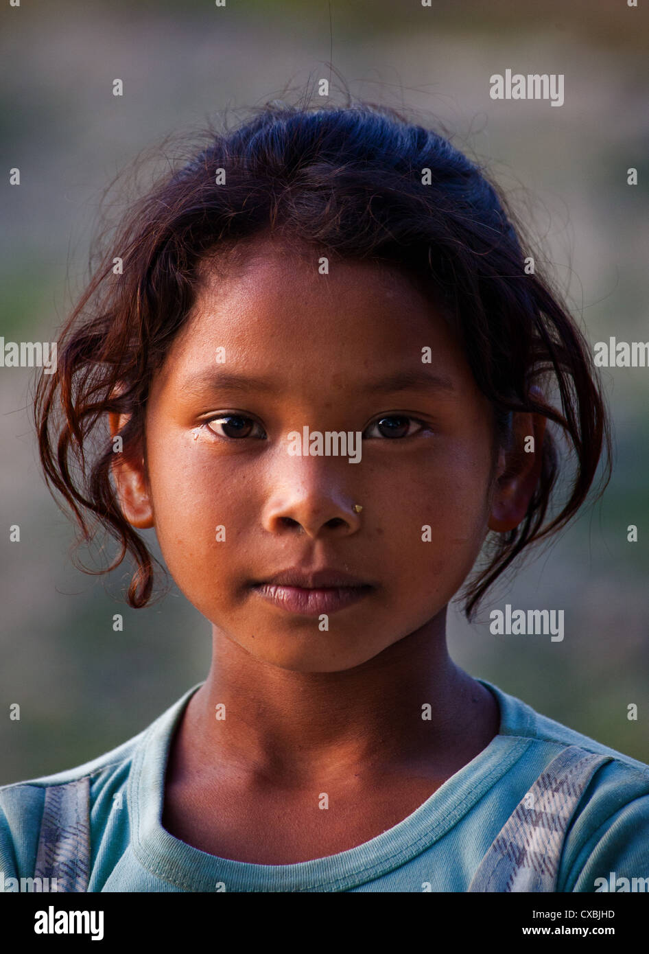 Nepalese girl, Bardia, Nepal Stock Photo
