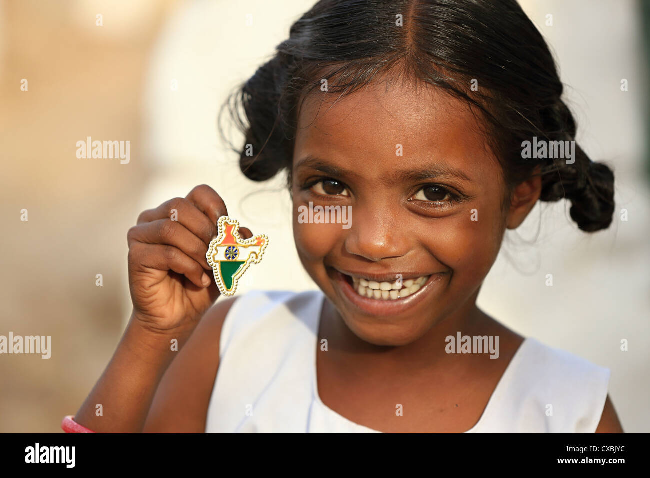 Indian school girl Dhanama with little India map pins Andhra Pradesh South India Stock Photo Alamy