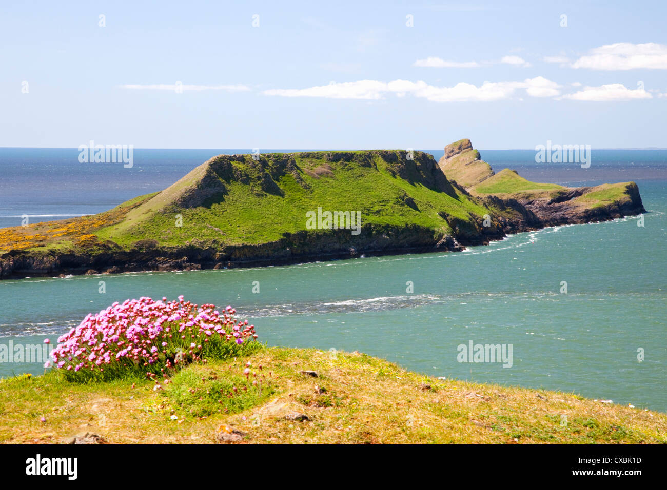 Worms Head, Rhossili Bay, Gower Peninsula, Wales, United Kingdom, Europe Stock Photo