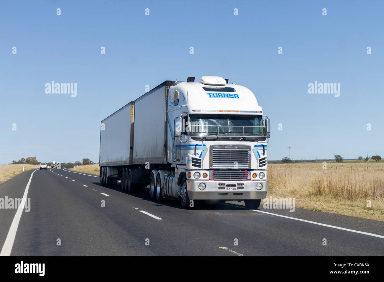 B Double Truck on Newell Highway, central New South Wales, Australia Stock Photo