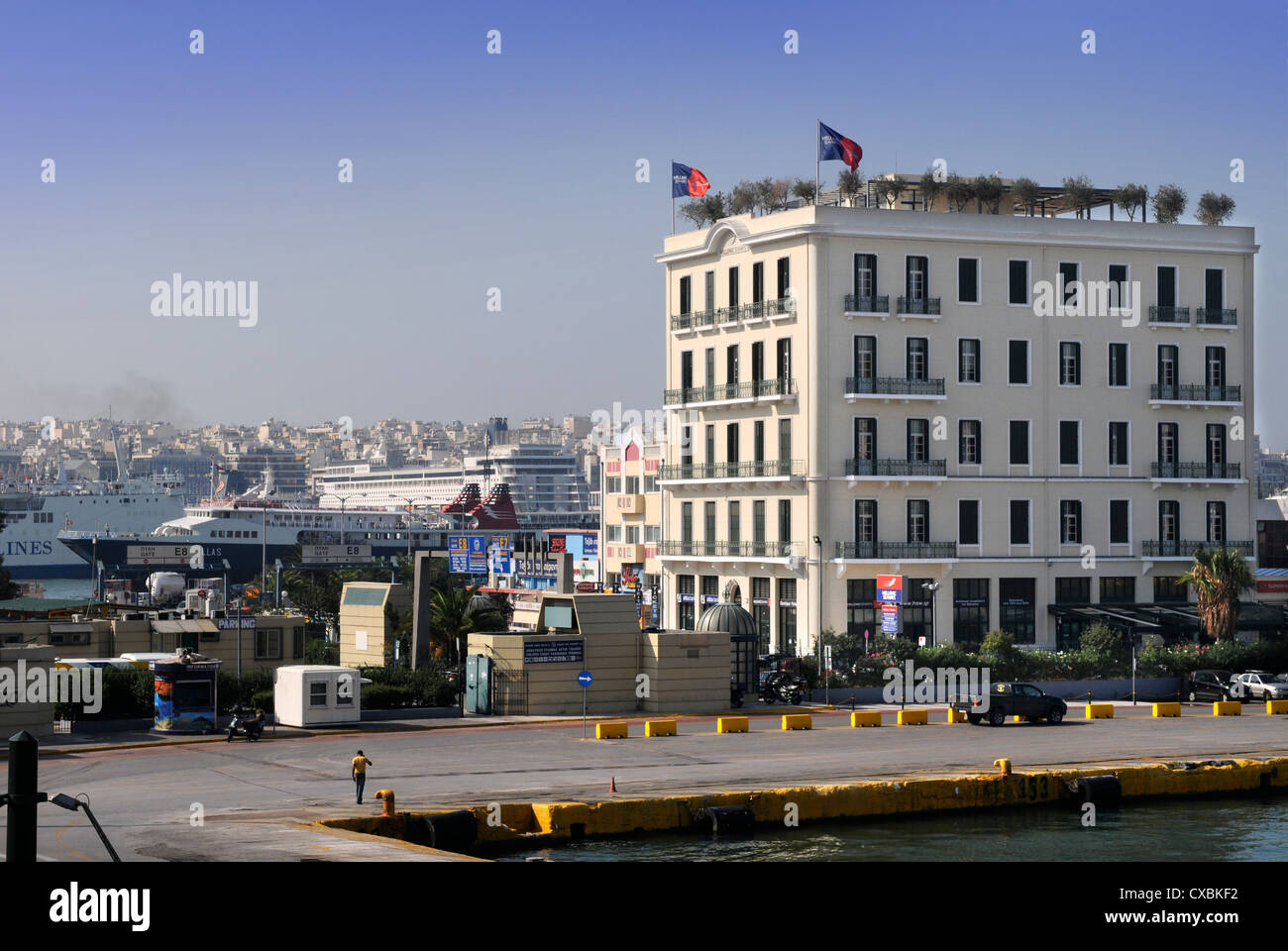 The Hellenic Seaways office building at the port of Piraeus in Athens Greece Stock Photo