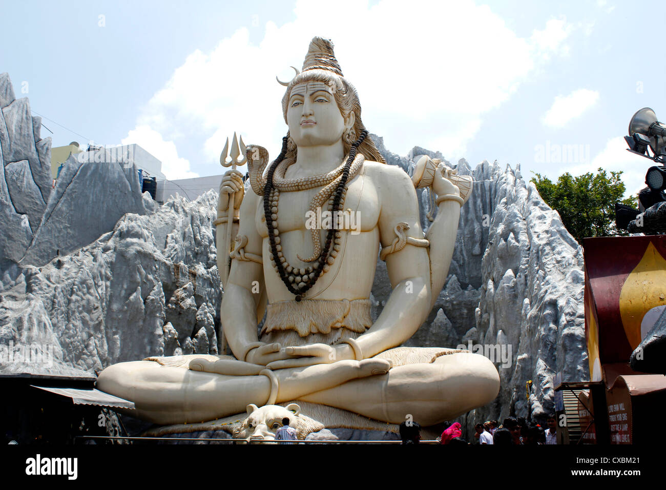 The 65 feet tall statue of Hindu god Shiva, the the RVM shiva temple in Bangalore, India Stock Photo