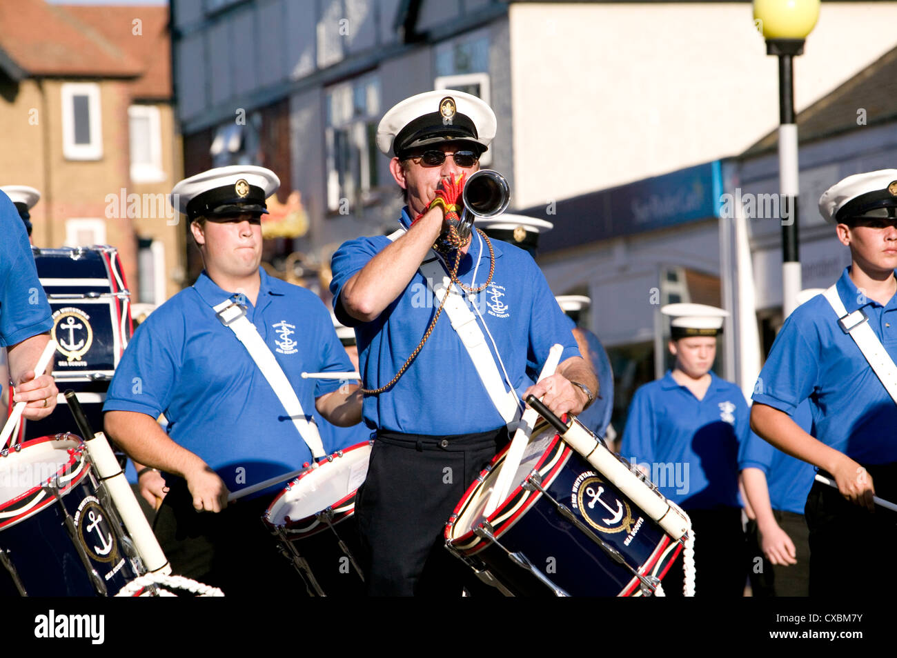 Marching band, Whistable Carnival Procession, Kent, England, UK Stock