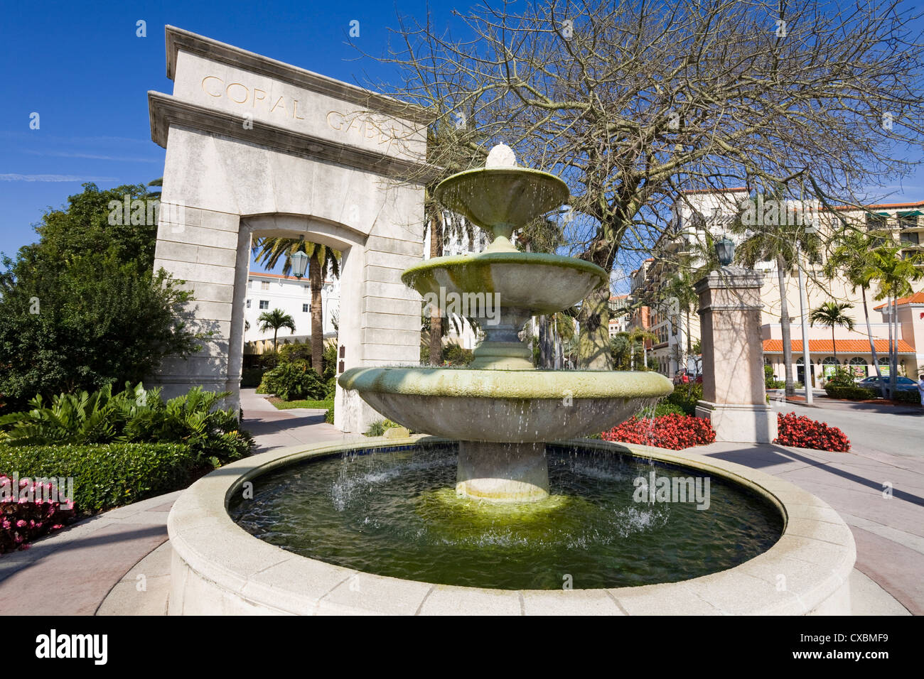 Arch on the Miracle Mile, Coral Gables, Miami, Florida, United States of America, North America Stock Photo