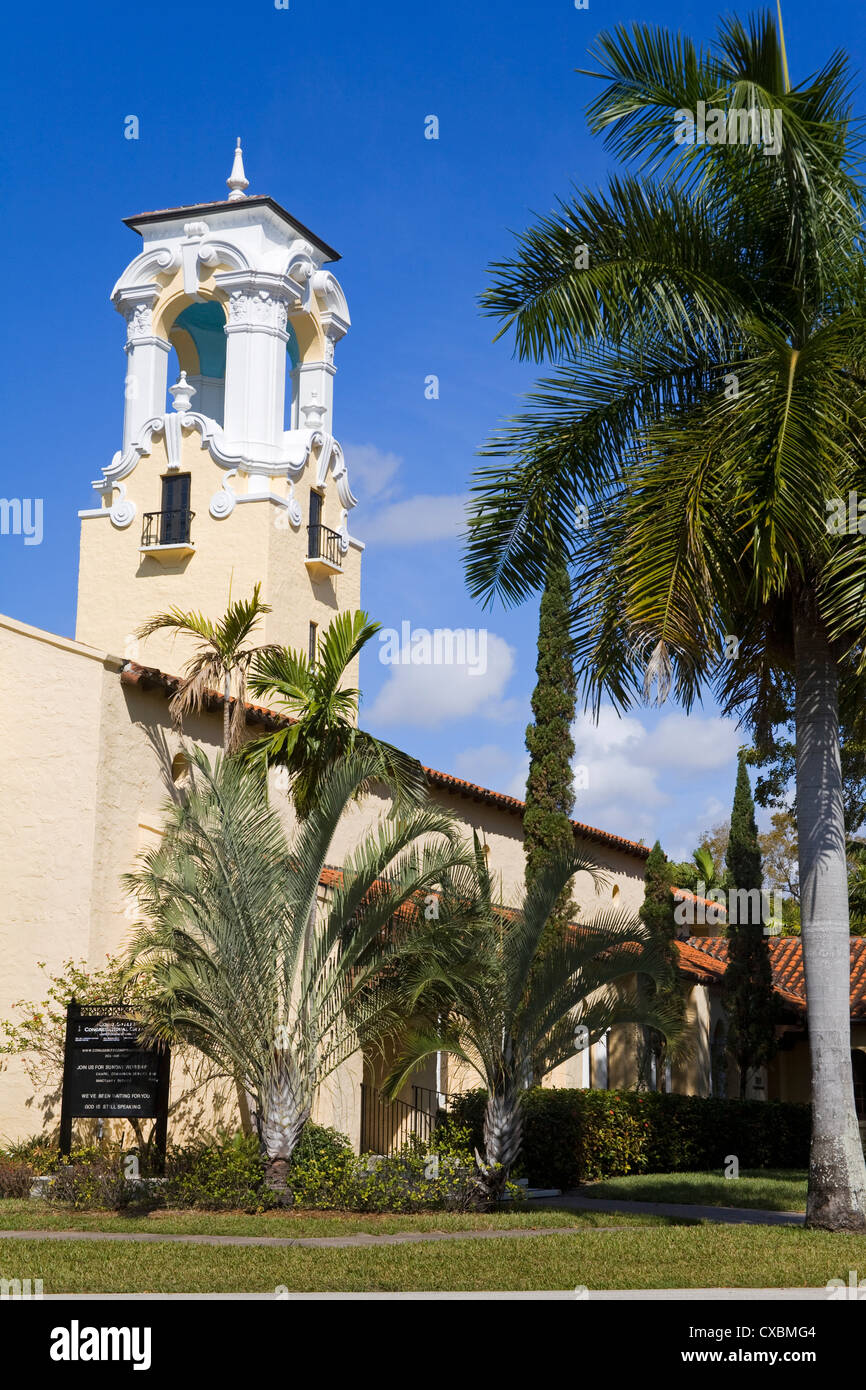 Historic Congregational Church, Coral Gables, Miami, Florida, United States of America, North America Stock Photo