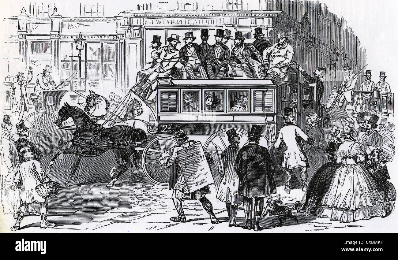 IMPROVED LONDON  OMNIBUS  in 1846 Stock Photo