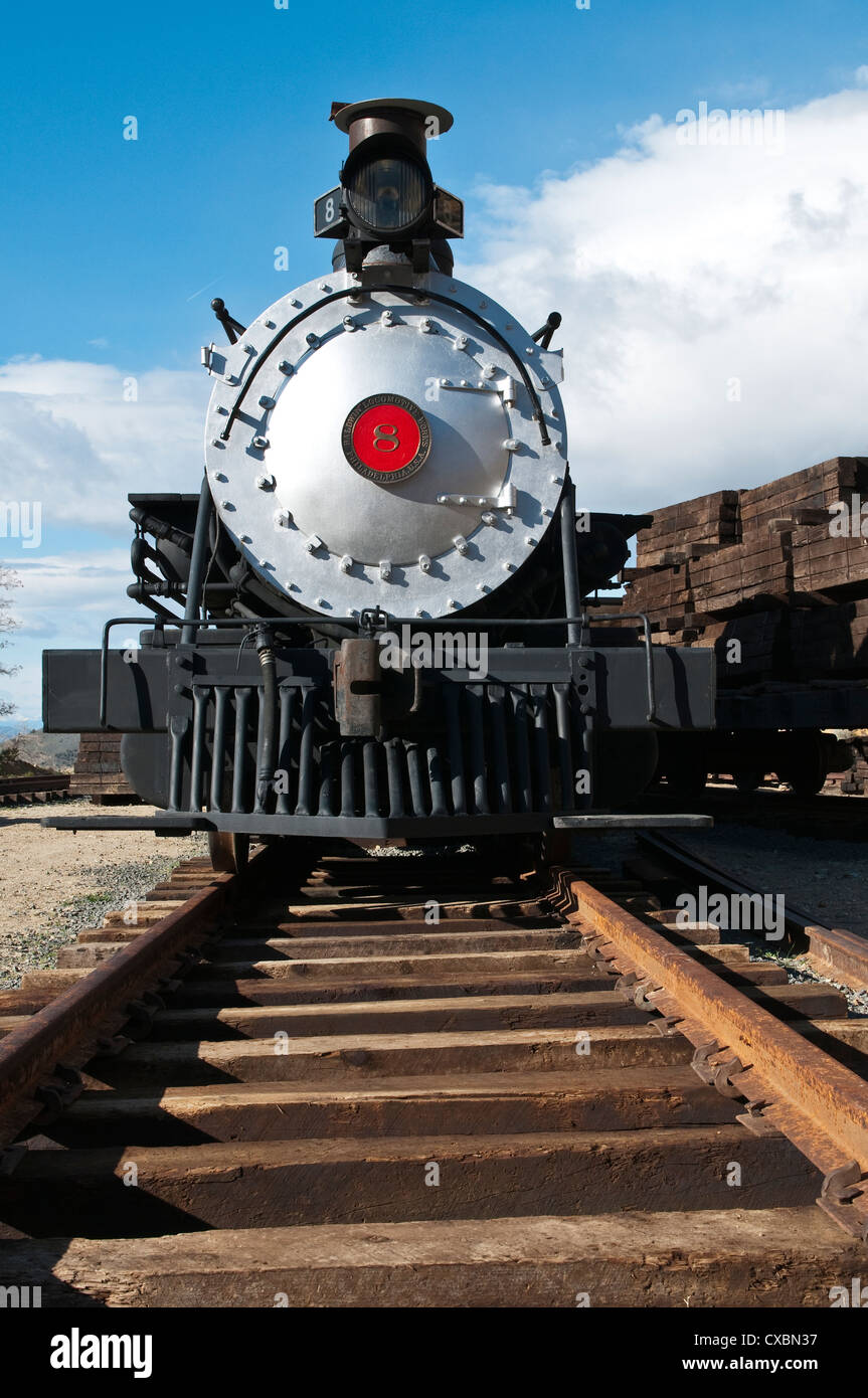 Old steam locomotive at historic Gold Hill train station, outside Virginia City, Nevada, United States of America, North America Stock Photo