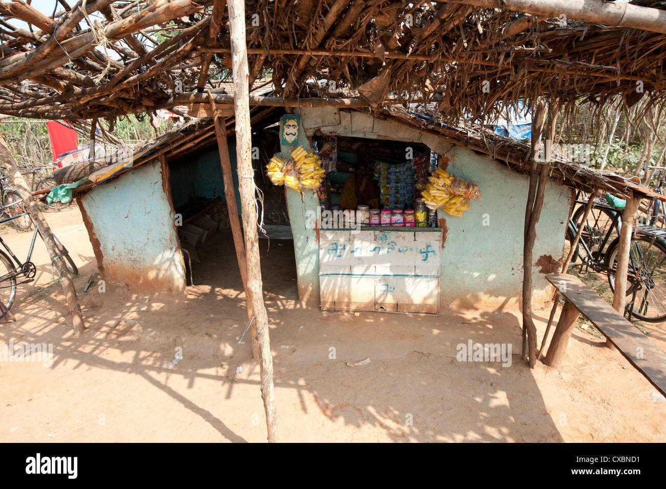 Small village shop in rural Orissa, India, Asia Stock Photo