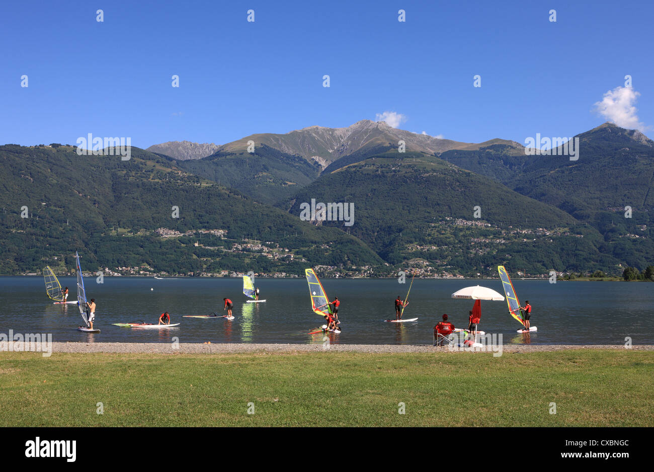 Windsurfing School, Colico, Lake Como, Lombardy, Italian Lakes, Italy