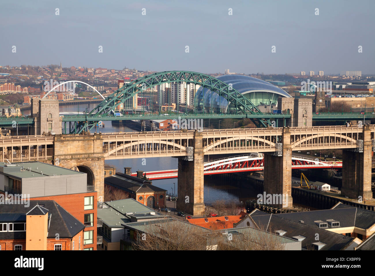 View of the Newcastle Gateshead Quayside Stock Photo