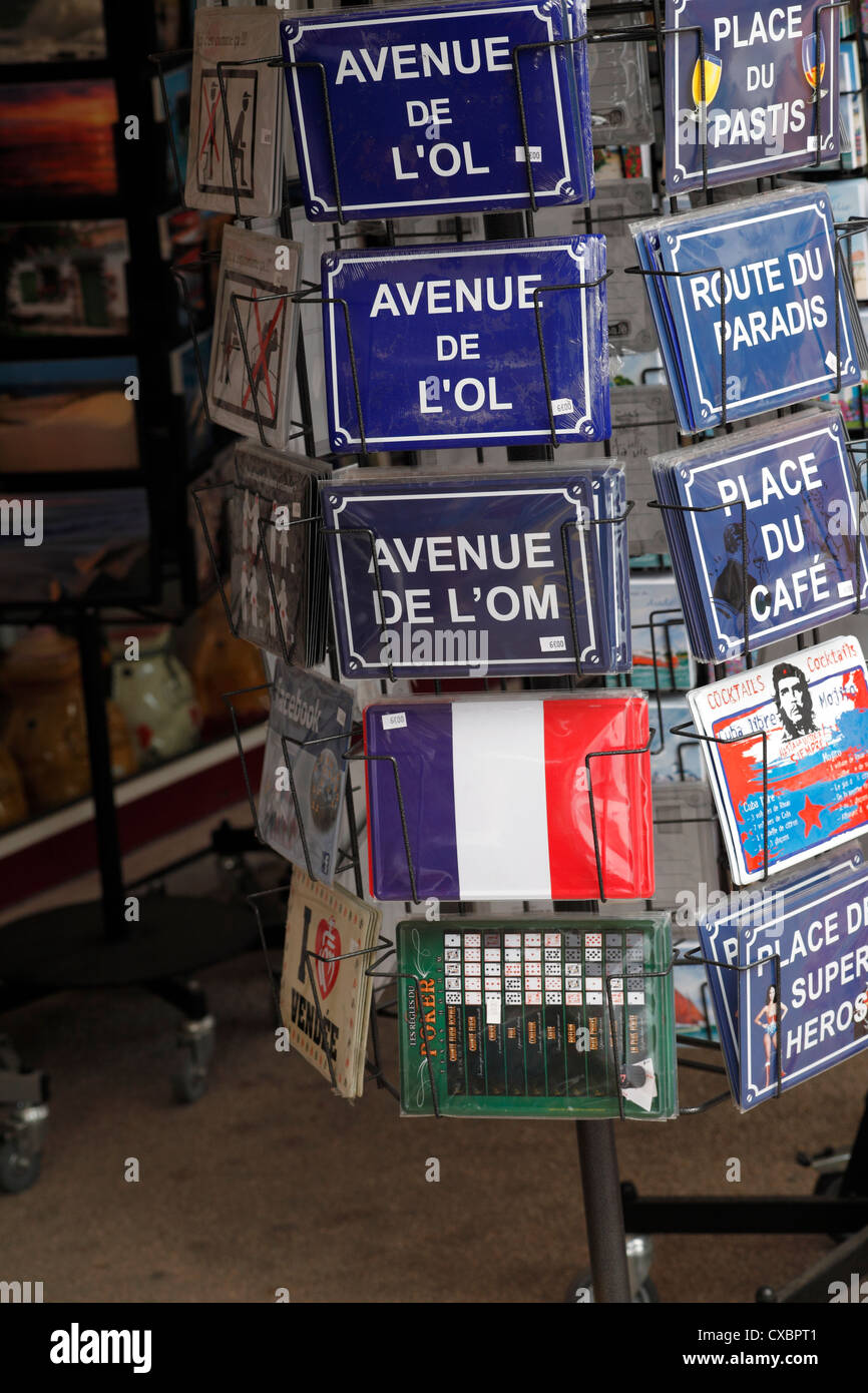 collection of French language signs for sale Stock Photo