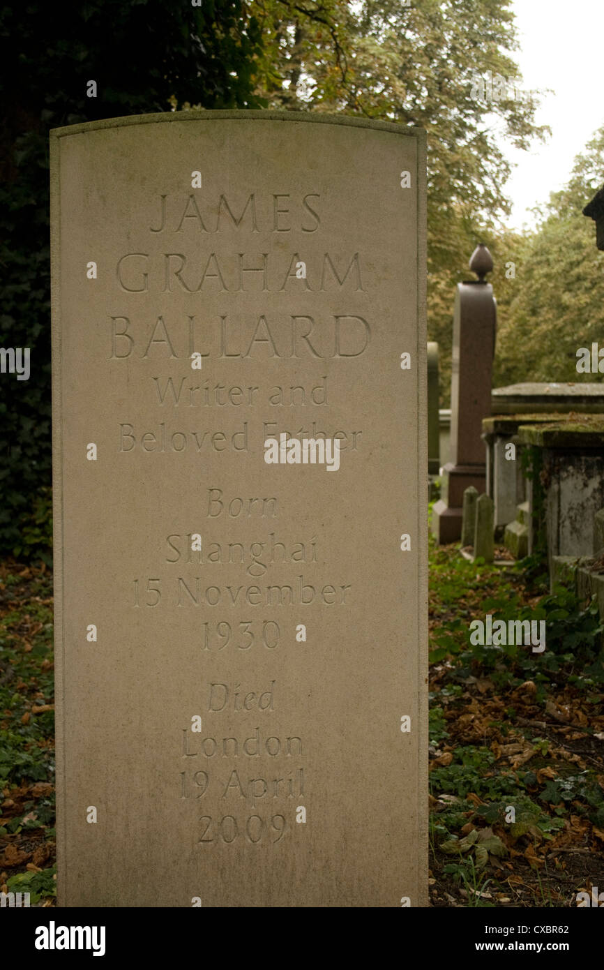 Grave of novelist JG Ballard, Kensal Green cemetery,  London Stock Photo