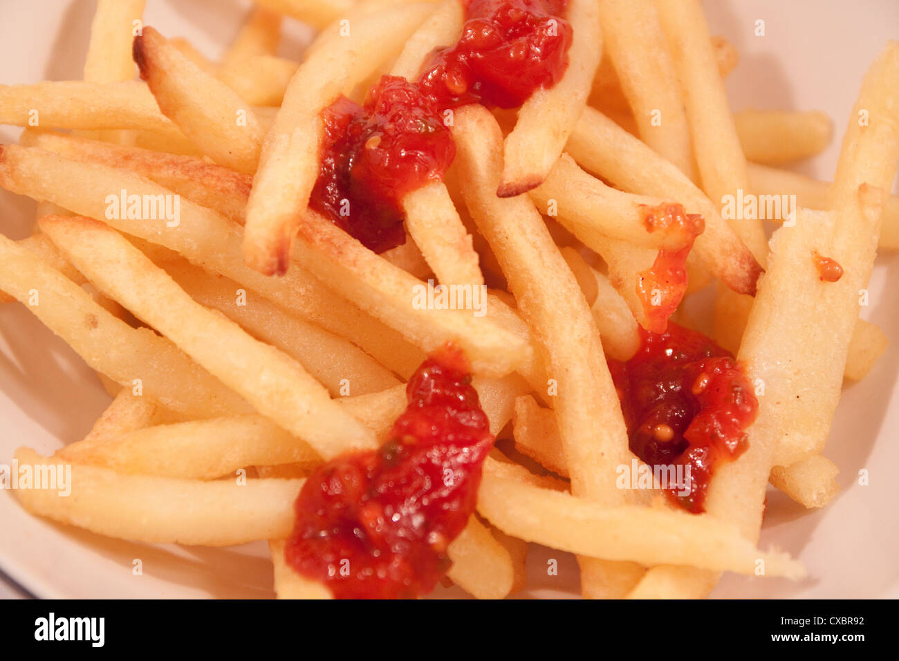 French Fries with chillie suace Stock Photo