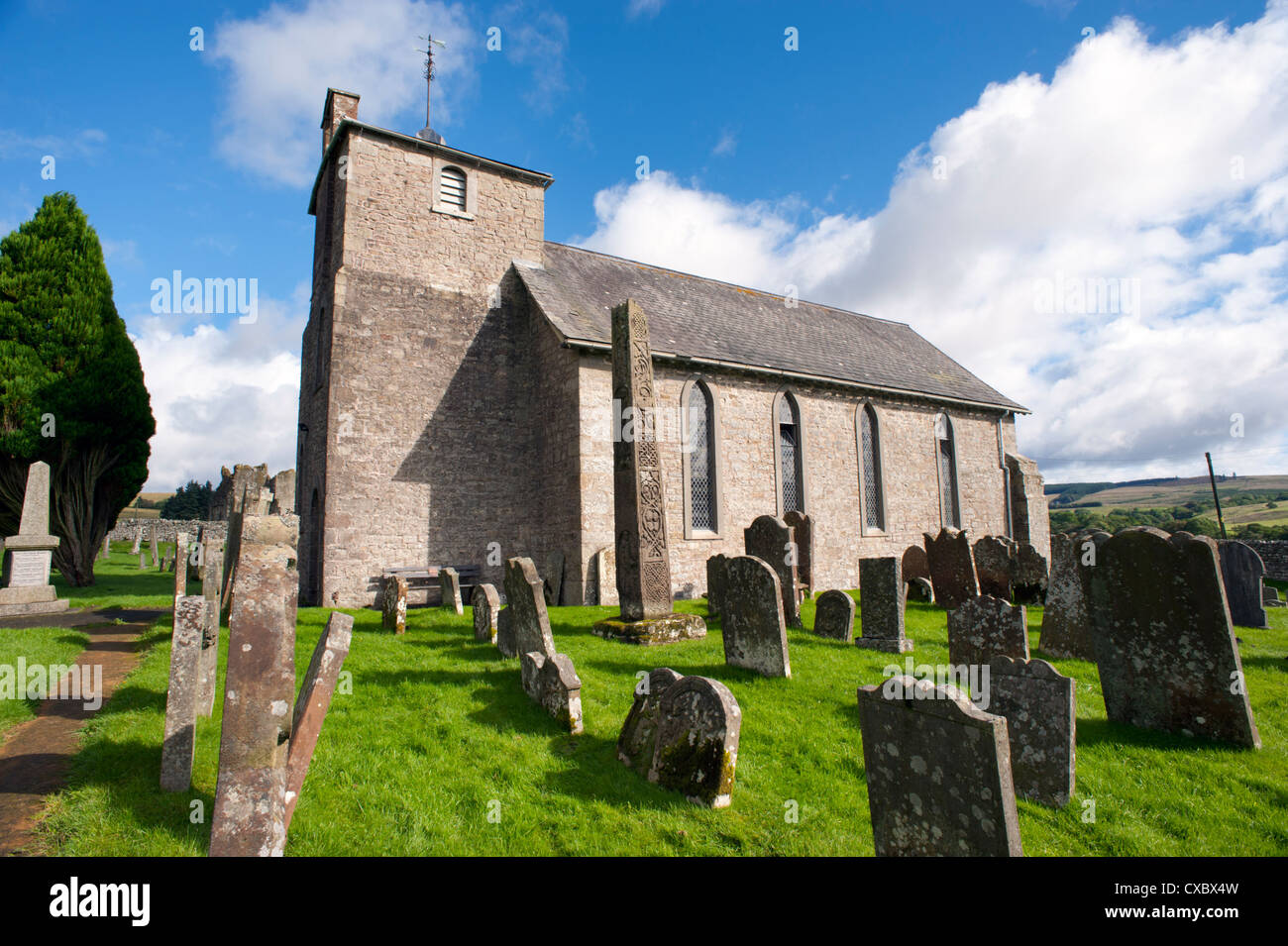 St Cuthbert's Church and Anglian Cross, Bewcastle, Cumbria Stock Photo