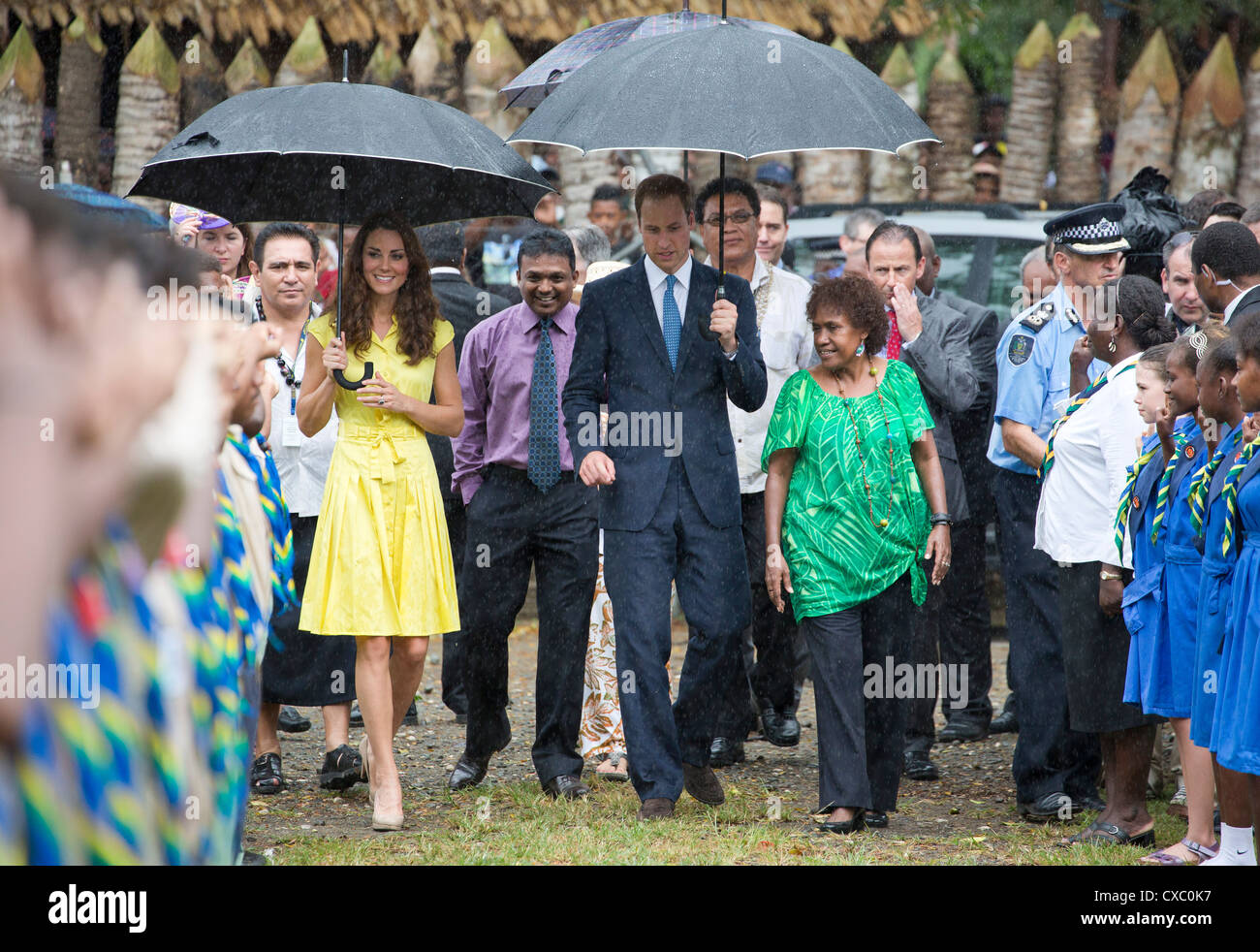 Britain's Prince William and Catherine, Duchess of Cambridge in the Solomon Islands as part of their Jubilee tour 2012 Stock Photo