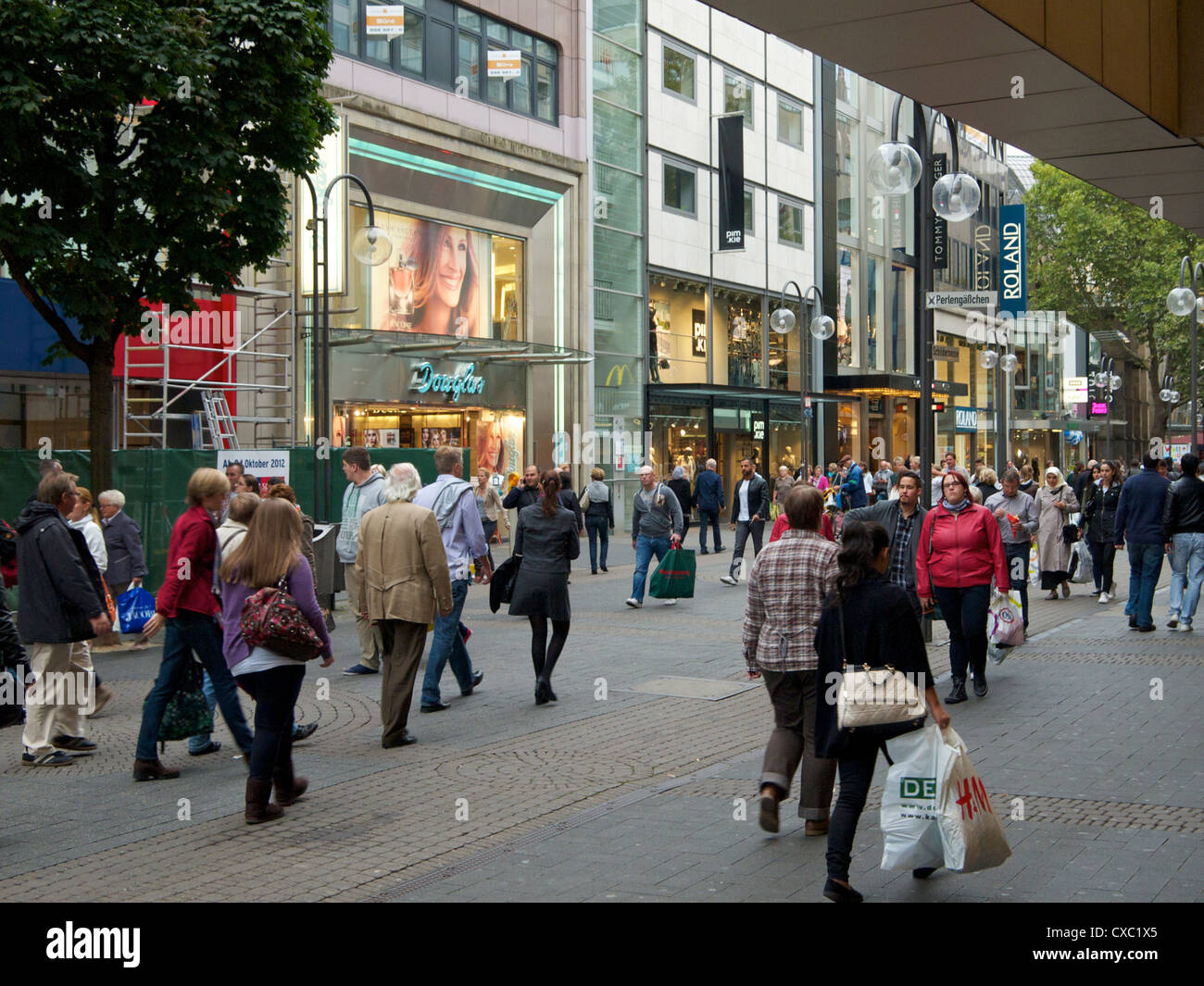 Many people shopping in Cologne, Germany Stock Photo