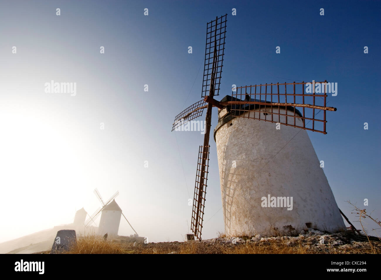Windmills in Consuegra Toledo Castilla La Mancha Spain Stock Photo